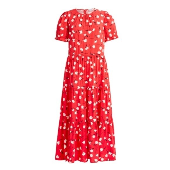J. Crew Factory Floral puff-sleeve tiered midi dress size BF865 size XL - Picture 11 of 11